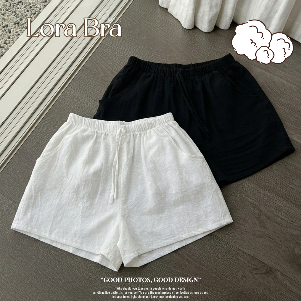 ส่งไวจากไทย🤍กางเกงขาสั้นผ้าฝ้ายลินิน Summer Shorts มินิมอล เอวยางยืด ใส่สบาย ระบายอากาศ กางเกงใส่ไปทะเล