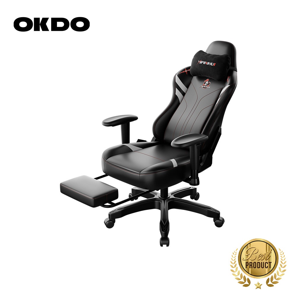 OKDO Knight พนักพิงปรับนั่งและนอนได้ เก้าอี้เกมมิ่ง Gaming Chair เก้าอี้เกมส์ สำหรับเล่นคอมทำงาน ที่รองขา เก้าอี้