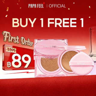 PAPA FEEL Longwear Cushion Foundation – สําหรับผิวแพ้ง่าย พิสูจน์จํานวนคลินิกลดสิว; ไม่ก่อมะเร็ง; ควบคุมความมัน; เสนอปกสูงสุด 11g + 11g, SPF50/PA++++