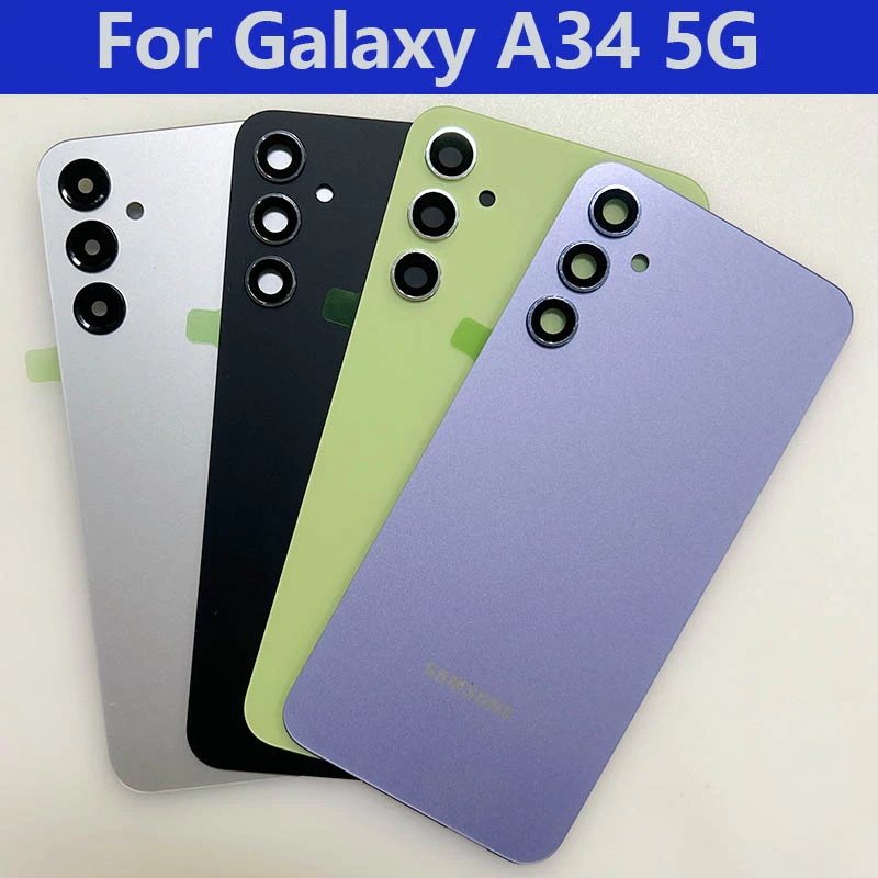 Samsung Galaxy A34 5G ฝาหลังแบตเตอรี่ด้านหลังเปลี่ยนพร้อมเลนส์กล้อง Galaxy A34 A346 SM-A346B เคสโทรศัพท์
