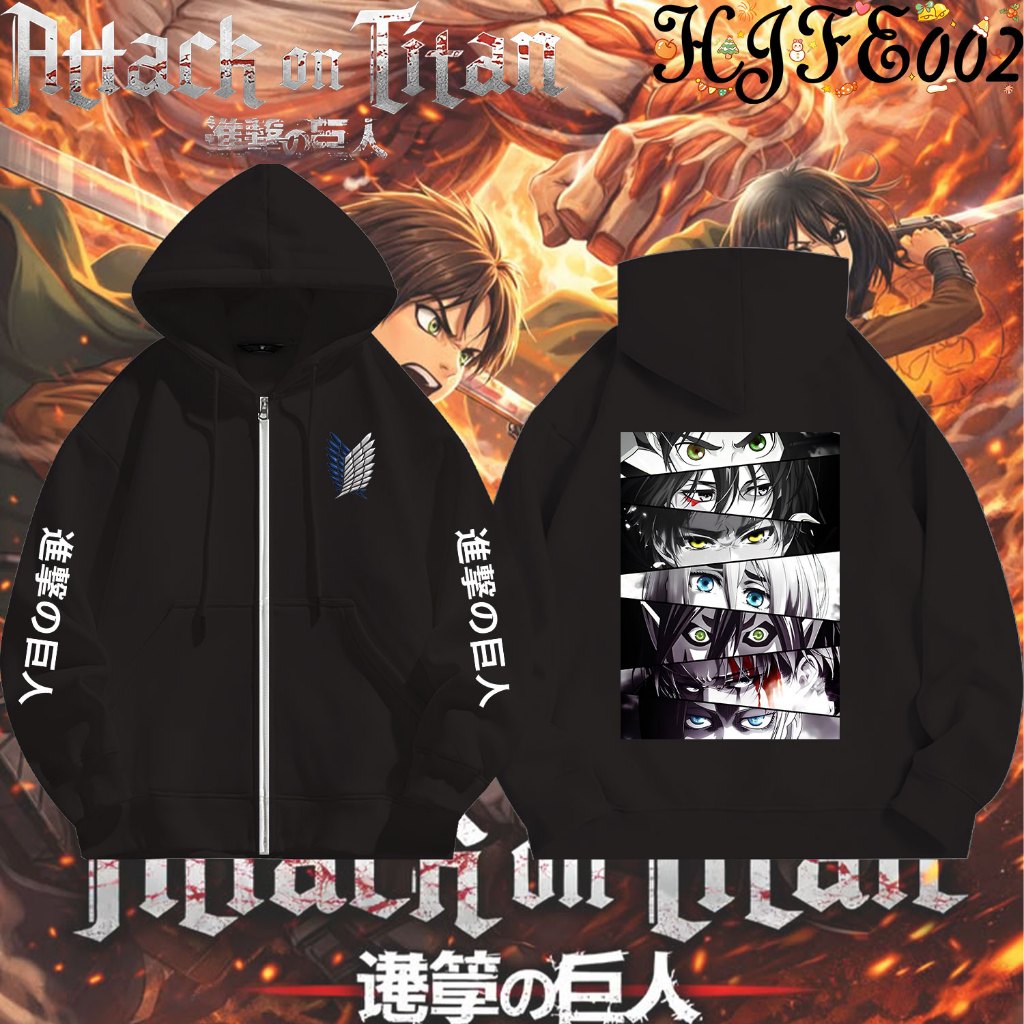 Attack On Titan Japanese Anime Zipper Hoodie เสื้อฮู้ดผ้าฝ้ายแท้ ทนทานต่อการหดตัวและยับย่น เหมาะสำหรับทั้งผู้ใหญ่และเด็ก#011