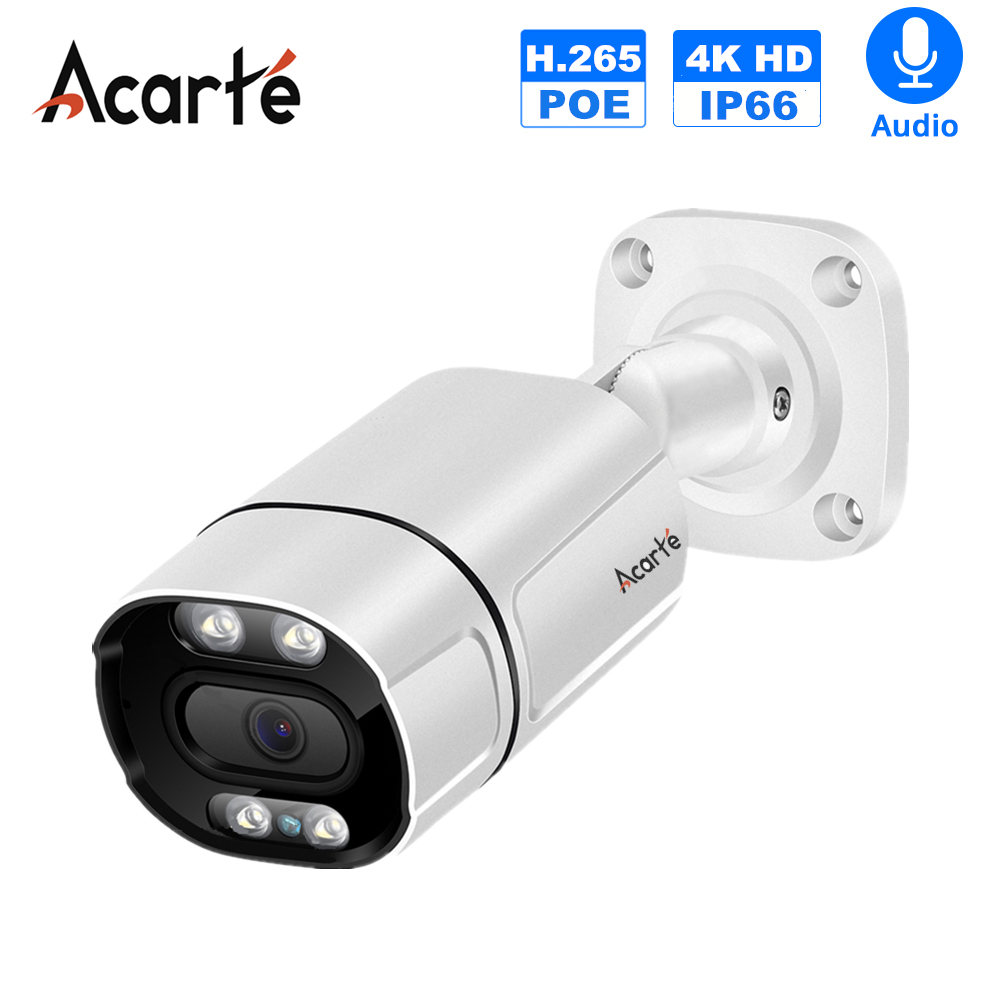 Acarte H.265 POE กล้อง IP camera กันน้ํากลางแจ้ง 4k สมาร์ทสีกล้องรักษาความปลอดภัย IP เสียง