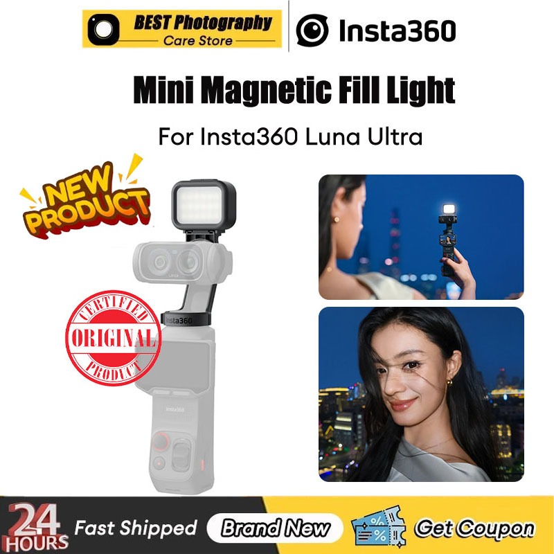 【 กรุงเทพฯ】Original Insta360 Mini Fill Light สําหรับ Insta360 Luna Ultra 4 อุณหภูมิสีและระดับความสว่างได้