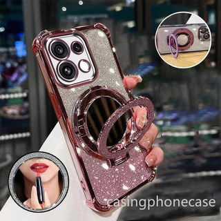เคสโทรศัพท์สําหรับOPPO Reno 16 15 14 Pro 16F 15F 14F Reno16 Reno15 Reno14 5G 2026 ขอบชุบGlitter Blingปลอกนุ่มป้องกันโปร่งใสClear Bracketฝาครอบป้องกัน