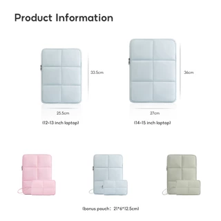 FULL DESIGN Nori กระเป๋าใส่โน้ตบุ๊ก 12/13/14/15 นิ้ว กันกระแทก กันน้ำ ผ้า Puffy ปกป้องรอบด้าน แถมกระเป๋าเล็ก