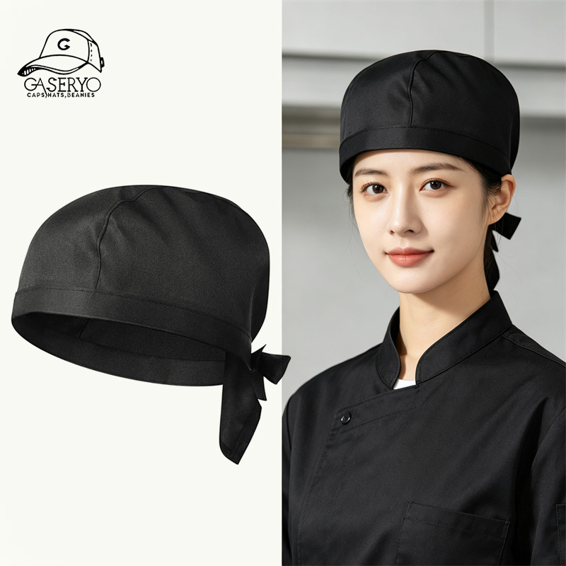 Gaseryo Chef Skull Cap Tie กลับครัวทํางานหมวกบริการอาหารผม Cover Unisex