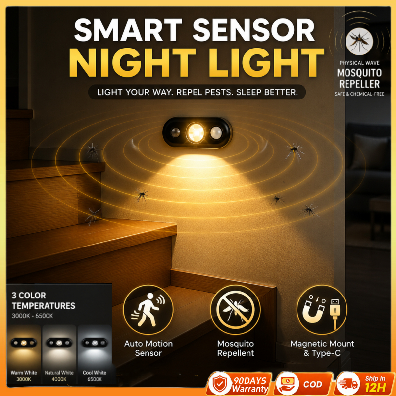ไล่ยุง6PCS อัตโนมัติ Motion Sensor Night Light บันไดไฟแม่เหล็ก LED ชาร์จโคมไฟสัมผัสสําหรับห้องโถง/Stairway 3 สีหรี่แสงได้ภายใต้ตู้ Light
