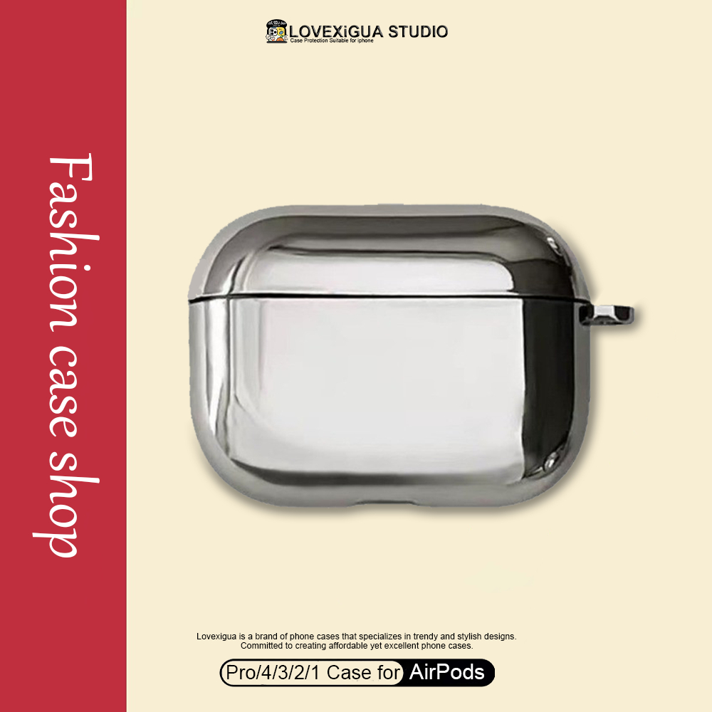 เงิน + จี้สําหรับ AirPods Pro/Pro2 4/3/2/1 ปลอกหูฟังซิลิโคน