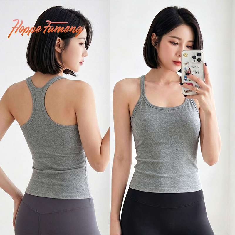 Hope Fumengเสื้อกั๊กโยคะซี่โครงเบาะคงที่ของผู้หญิงพร้อมหลังสวยรูปตัว I สําหรับกีฬายิม