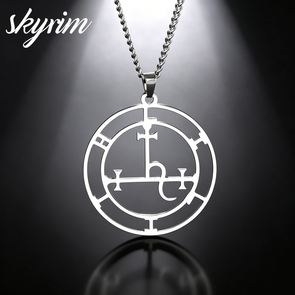 SKYRIM Lilith Sigil จี้สร้อยคอ Pagan Amulet Mythology สแตนเลส Wiccan เครื่องประดับ Witchcraft Magick