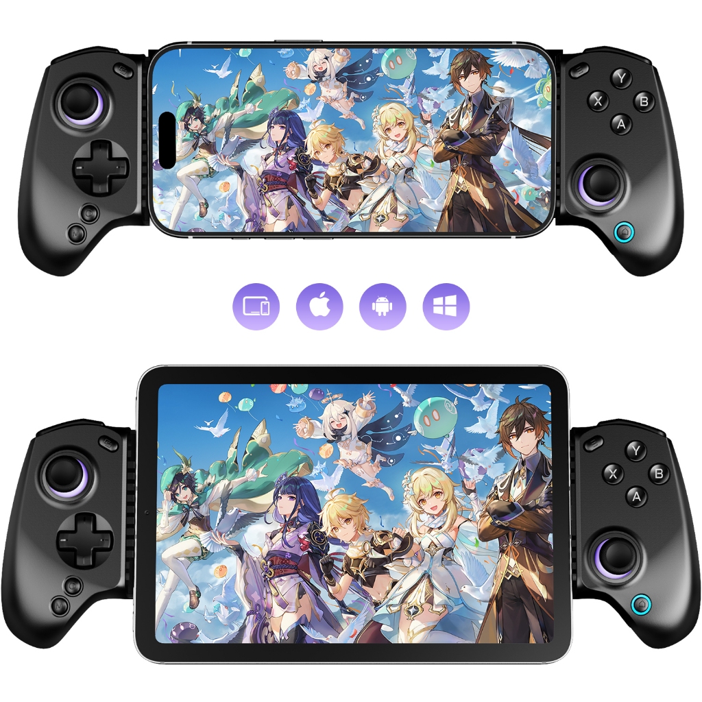 Abxylute S8 Lite Full-ขนาดType-CมือถือControllerสําหรับiPhone 15/16/17,iPad Mini 6/7 Androidแท็บเล็ตGamepadฟรีปุ่มMapping Genshin Impact Hall Effectจอยสติ๊ก