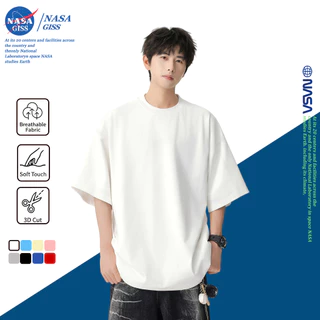 NASA เสื้อยืดชายหญิงแขนสั้น สตรีทฮิปฮอป summer ผ้าฝ้ายแท้ พิมพ์ลาย t-shirt แบบหลวม คอกลม สวมใส่สบาย ยับยากไม่ต้องรีด