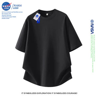 NASA เสื้อยืดชายหญิงแขนสั้น สตรีทฮิปฮอป summer ผ้าฝ้ายแท้ พิมพ์ลาย t-shirt แบบหลวม คอกลม สวมใส่สบาย ยับยากไม่ต้องรีด