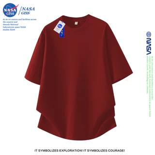 NASA เสื้อยืดชายหญิงแขนสั้น สตรีทฮิปฮอป summer ผ้าฝ้ายแท้ พิมพ์ลาย t-shirt แบบหลวม คอกลม สวมใส่สบาย ยับยากไม่ต้องรีด
