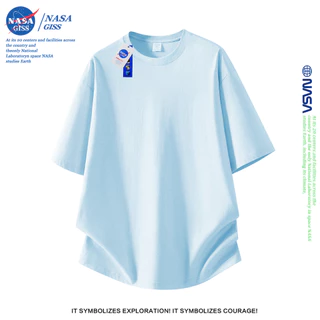 NASA เสื้อยืดชายหญิงแขนสั้น สตรีทฮิปฮอป summer ผ้าฝ้ายแท้ พิมพ์ลาย t-shirt แบบหลวม คอกลม สวมใส่สบาย ยับยากไม่ต้องรีด