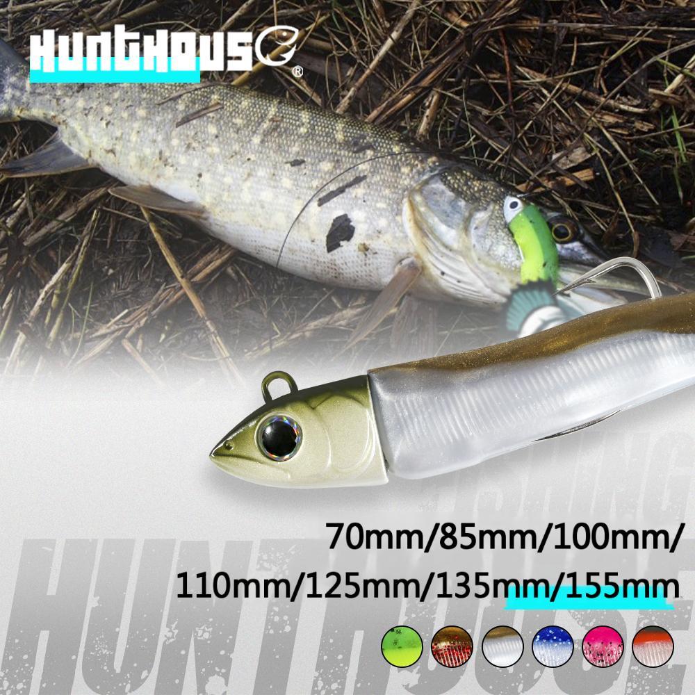 Hunthouse Black Minnow 70 มม./7g 85 มม./12g 100 มม./25g 110/40 125/60 130/90 155/120 Easy Shiner Fishing Lure Soft Lure Jig เหยื่อเบส Pike ตกปลา Leurre Souple