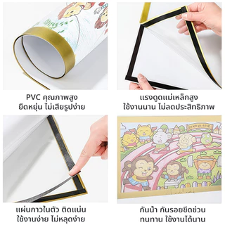 ป้ายติดผนัง กรอบป้ายติดผนัง ซองใส่เอกสาร ขอบแม่เหล็ก ขนาด กรอบรูป A3 A4 A5 A6 แบบไม่เจาะ มีกาวในตัว กรอบรูปมินิมอลติดผนัง