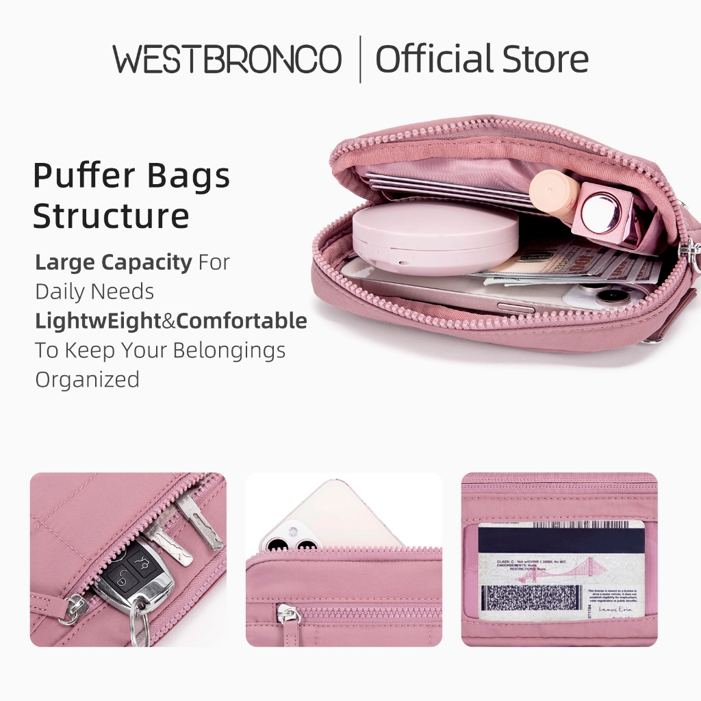 WESTBRONCO محفظة يد نسائية Westlet نايلون RFID — صورة 5