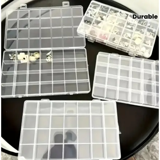 โปร่งใสโปร่งใสกล่องเก็บหลายตารางกล่องเครื่องประดับต่างหูเครื่องประดับชิ้นส่วนอุปกรณ์เสริมช่องจัดระเบียบกล่อง