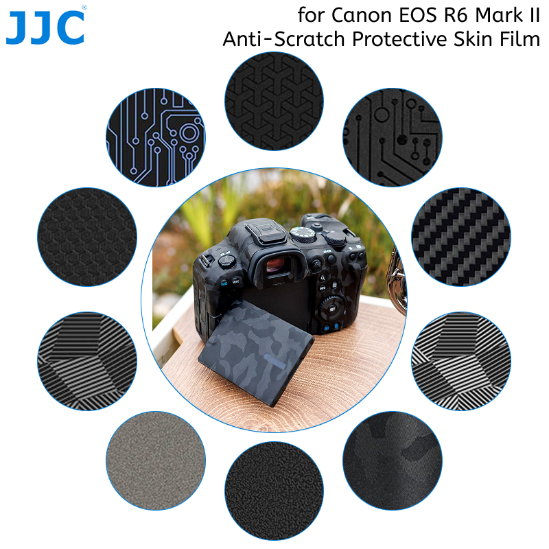 JJC กล้องสติกเกอร์ผิวตกแต่งฟิล์มสําหรับ Canon EOS R6 Mark II R6M2, Residual-free 3M วัสดุกล้อง Anti-Scratch สติกเกอร์ป้องกัน