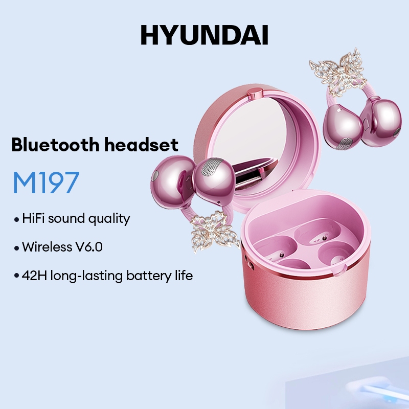 HYUNDAI M197 หูฟังไร้สายบลูทูธไฮไฟสเตอริโอเสียงสูงสุด 42 ชั่วโมงอายุการใช้งานแบตเตอรี่หูฟังไร้สายบลูทูธ 6.0
