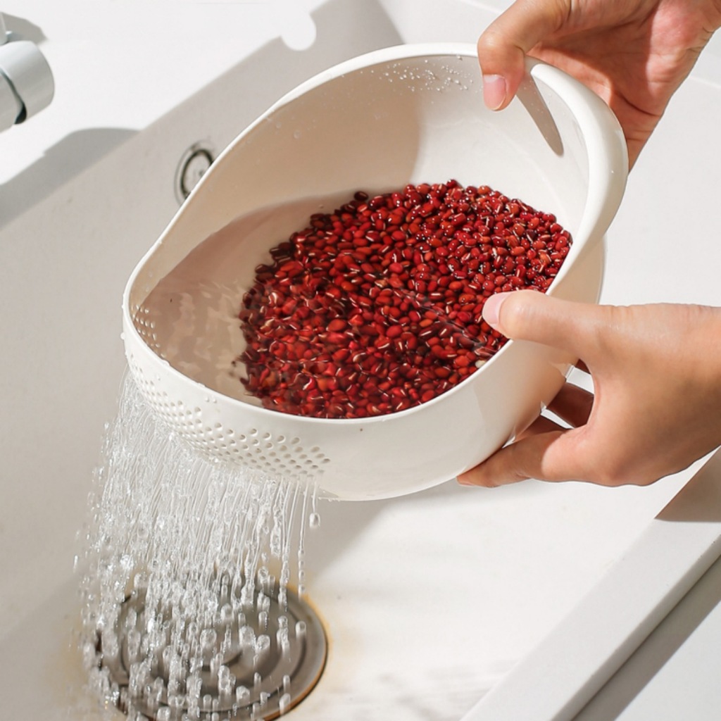 Creative Rice Washing Handy Tool ตะกร้าระบายน้ําพลาสติกในครัวเรือนตะแกรงล้างข้าว Multigrain ผลไม้ผักทําความสะอาดกรองอ่างล้างหน้า