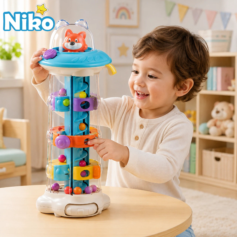 NIKO ของเล่นเด็ก Space Dog Ball Drop Toy ของเล่นลูกบอลเขาวงกต 6 in 1 ฝึกมือและตา เสริมพัฒนาการ 18M+