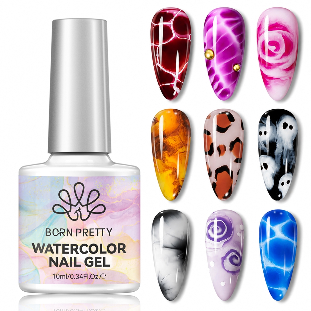 BORN PRETTY Clear Blossoms เล็บเจลสีน้ํา Spreading Effect Marble UV LED Soak Off Nail Art DIY Hybrid
