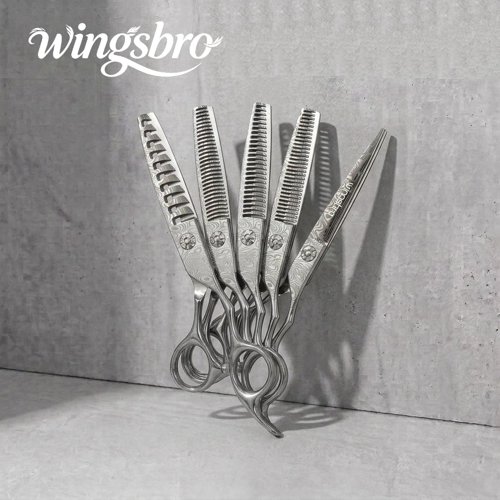 Wingbro 6.5 นิ้วกรรไกรตัดแต่งทรงผม 6 นิ้วกรรไกรผอมบางกรรไกรตัดผมมืออาชีพตัดบางเครื่องมือจัดแต่งทรงผม Hairdressing เฉือน