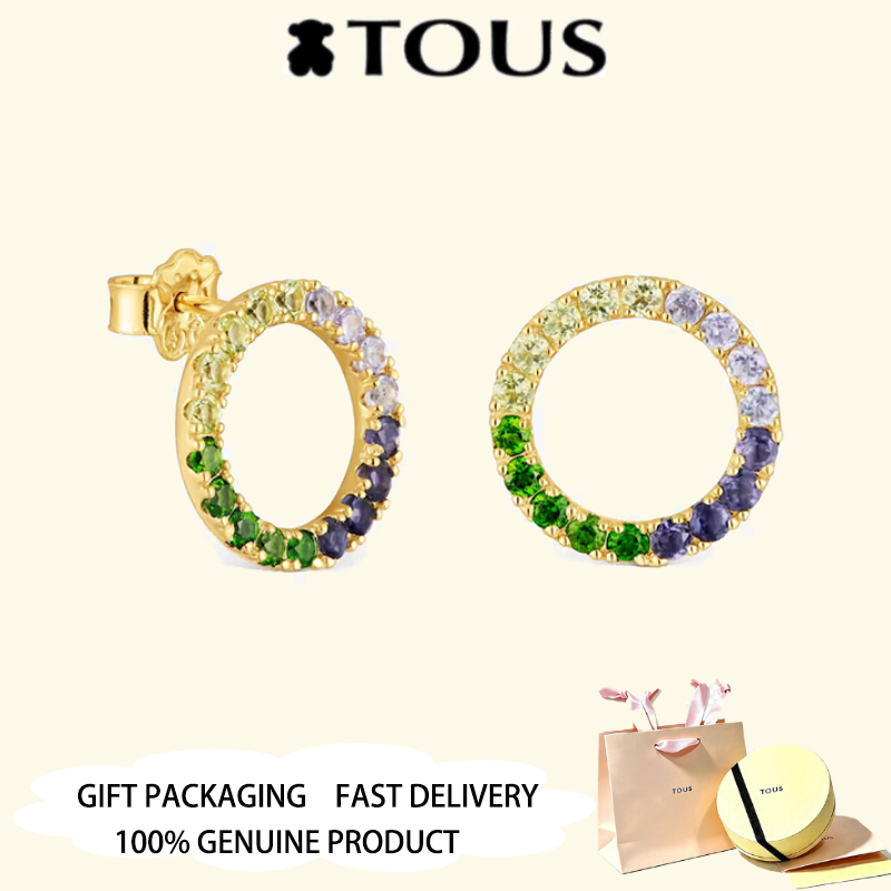 TOUS ต่างหูวงกลมชุบทองพลอย TOUS Straight Valentines Day Anniversary Jewelry