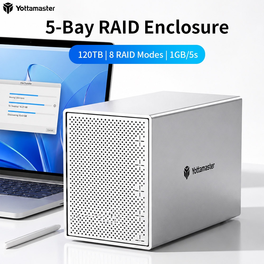 Yottamaster 5 Bay Hard Drive Enclosure USB C SATA HDD Enclosure สําหรับ 2.5 "/3.5 "นิ้ว SATA HDD/SSD