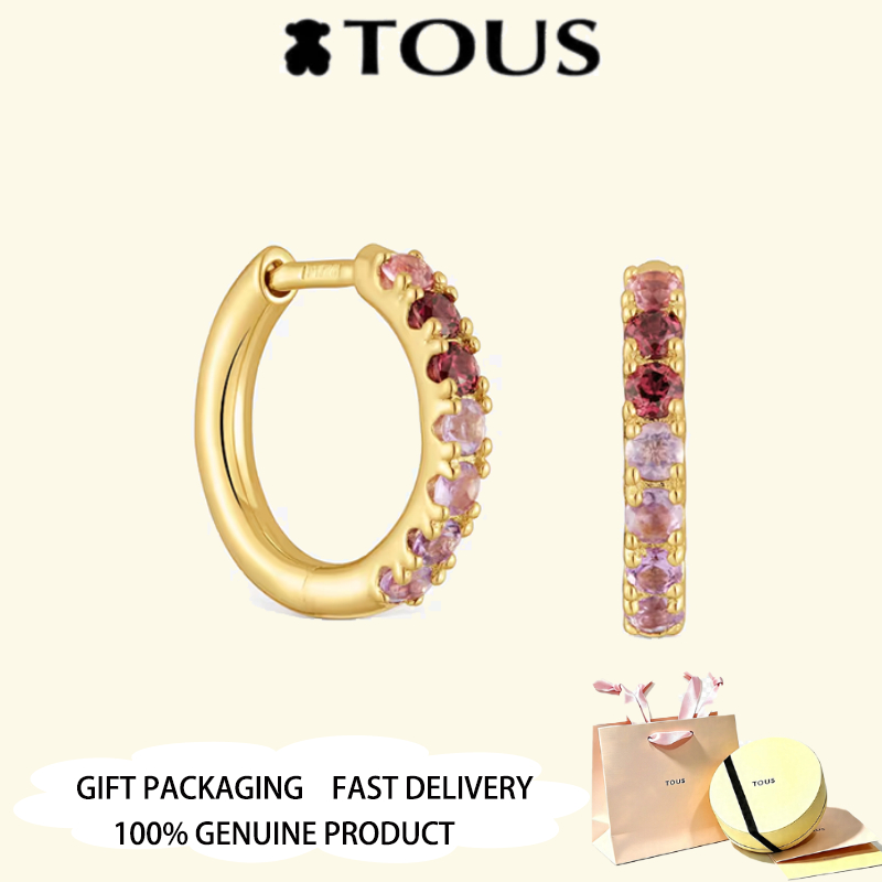 TOUS ต่างหูห่วงชุบทองพลอย TOUS Straight Valentines Day Anniversary Jewelry