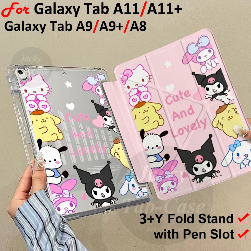 สําหรับ Samsung Galaxy Tab A11 A11 + A9 A9 + A8 สองด้านทาสีอะคริลิคกรณีแท็บเล็ต 3 + Y พับฝาครอบ, 8.7 10.5 11 นิ้ว SM-X133 SM-X135 SM-X230 SM-X236 X115 กรณี