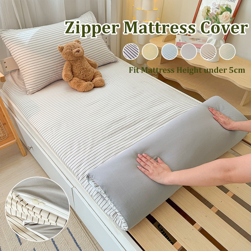 ผ้าปูที่นอน มีซิป 3ฟุต 4ฟุต 2 นิ้ว ลาย ลายสก๊อต bedsheet 500เส้นด้าย bed protector ป้องกันไรฝุ่น พิมพ์ลาย 床垫套