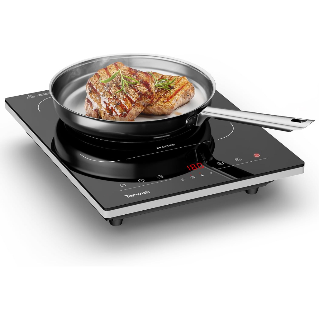 Topwish Induction Hob เตาแม่เหล็กไฟฟ้า 2000W หน้าจอสัมผัส 10 ระดับ ใช้หอพักได้ AIH-201A