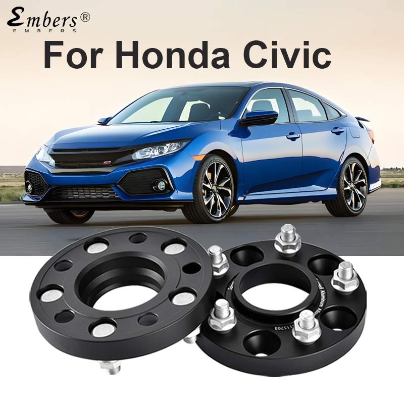 Embers 1 ชิ้นล้อ Spacer สําหรับ Honda Civic 2005-2026 PCD 5X114.3 CB 64.1 M12X1.5 สีดําปลอมอลูมิเนีย