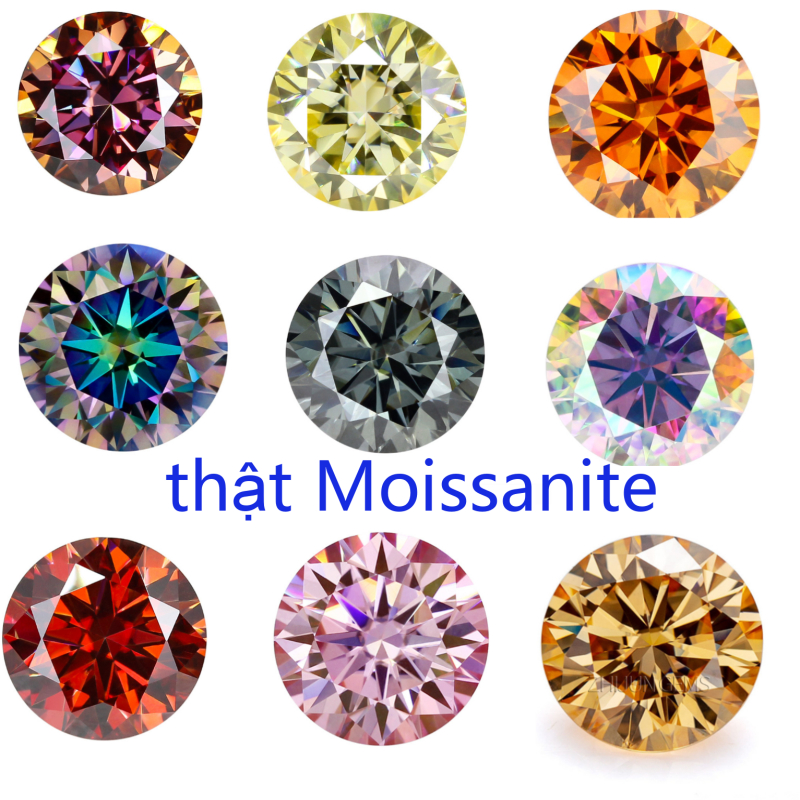 Moissanite เพชร (5--8mm) สีหินหลวม 0.5-2ct ปากกาเจาะตรวจจับแหวนใบหน้าแปดหัวใจและแปดลูกศรอัญมณีเทียมสีแดง, สีเหลือง, ฟ้าเขียว Moissanite กึ่งสําเร็จรูปขายส่งที่มีใบรับรองประจําตัว