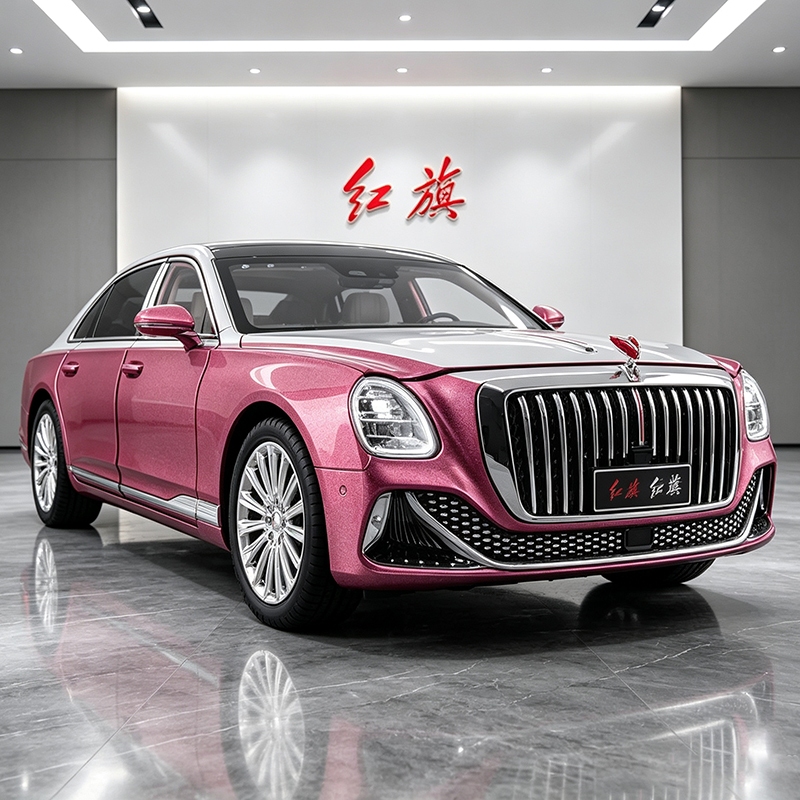 ใหม่ 1:24 Hongqi Golden Sunflower Guoya รถรุ่นเสียงและแสงดึงกลับรถรุ่นของสะสมวันเกิด