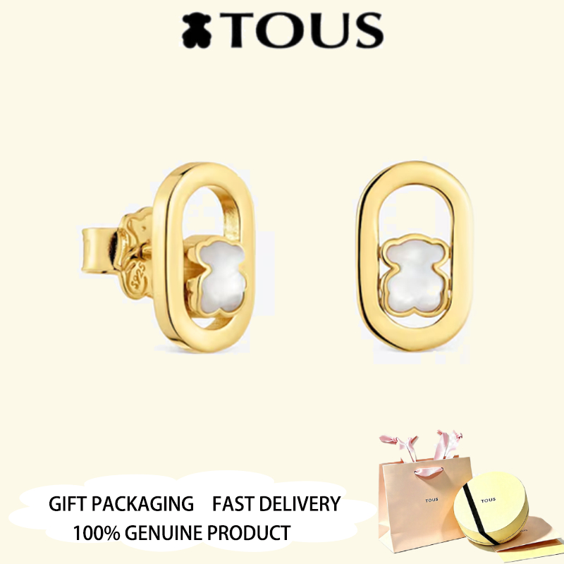 TOUS Gold Plated ต่างหู mother-of-pearl TOUS Camille เครื่องประดับครบรอบวันวาเลนไทน์