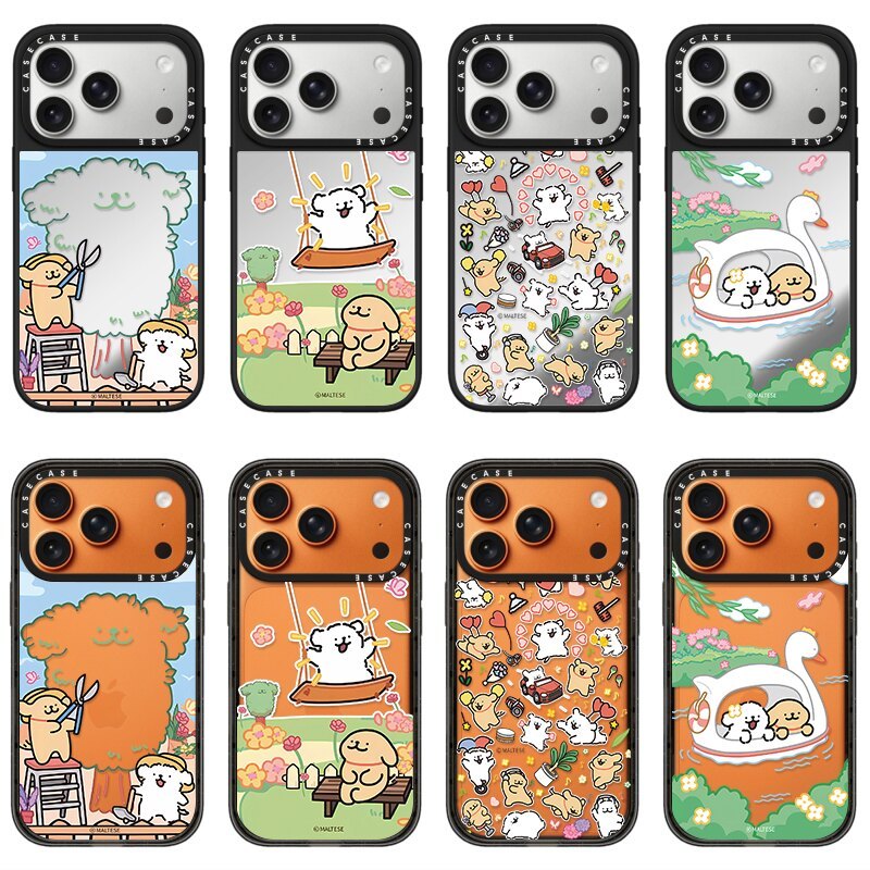 Street Wear Co-Branded Same Style Line Puppy Mirror Phone Case เหมาะสําหรับ iPhone12/13/14/15/16/17ProMax Apple Shock-resistant เคสป้องกัน Magsafe Magnetic
