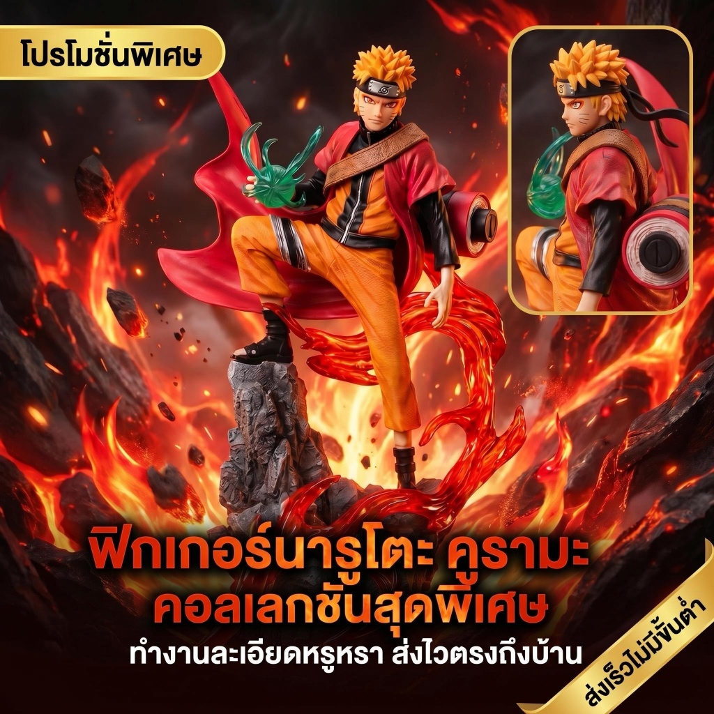 ✨จัดส่งจากกรุงเทพ✨ 🔥สินค้าขายดี✨ Naruto Uzumaki รูป PVC อะนิเมะรุ่นเดสก์ท็อปตกแต่ง สูง 23 ซม. พร้อมกล่องของขวัญสวยงาม