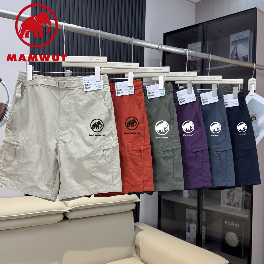 Mammut Elephant Mens Functional Overalls Shorts ปรับเข็มขัดหลายซิปกระเป๋าด้านข้างกิจกรรมกลางแจ้ง Mou