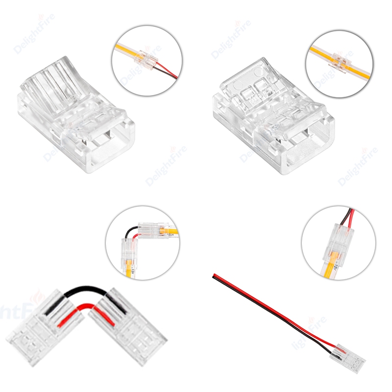 5PCS COB LED Connector 8/10 มม.2Pin 120/240LED Strip To Wire Terminals Strip แถบ LED ขั้วต่อสายไฟสํา
