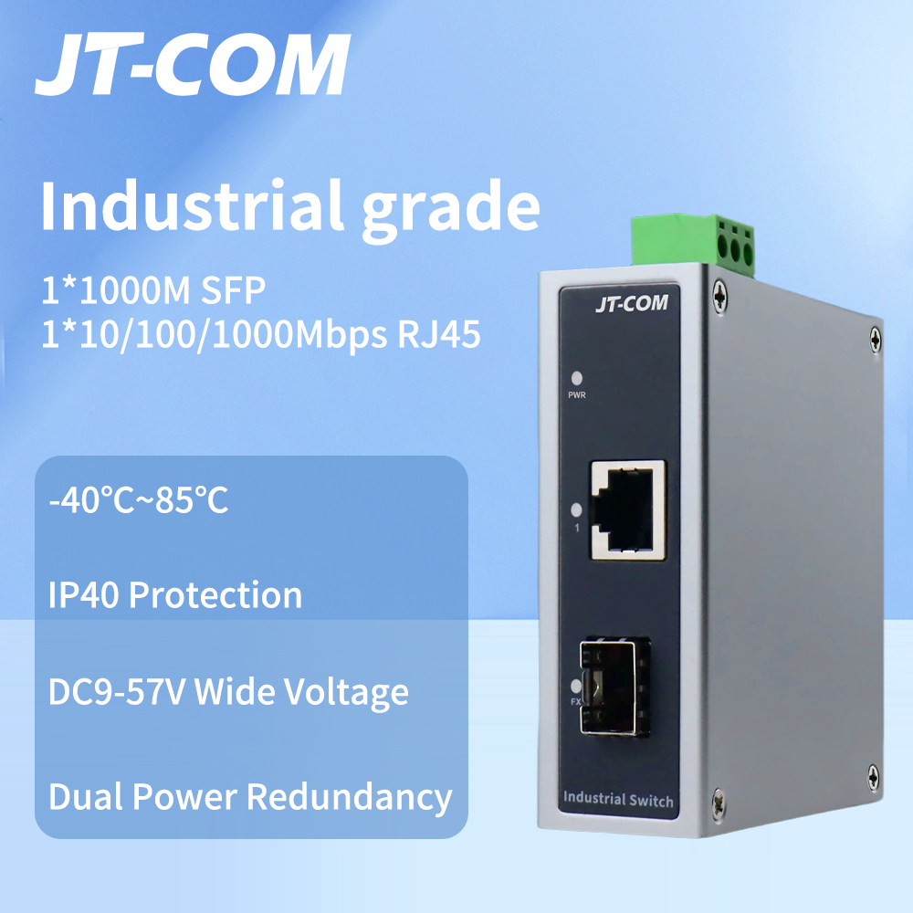 JT-COM Industrial Gigabit Media Converter 1000Mbps Fiber Optical Switch -40°C to 70°C