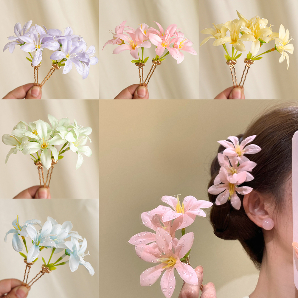 T Thailand Local Ready Stock จําลองดอกไม้ Hairpin ผมส้อมสาว Niche Design ทนทาน
