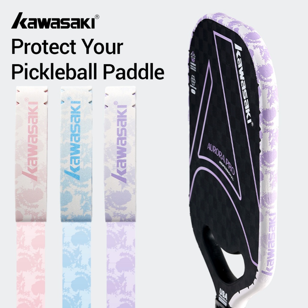 KAWASAKI คาวาซากิ Pickleball Racket Edge สติกเกอร์ TPU ยืดหยุ่นสูง Pickleball Racket กรอบเทปป้องกันบุคลิกภาพ Shock Absorption K4004-DPK03
