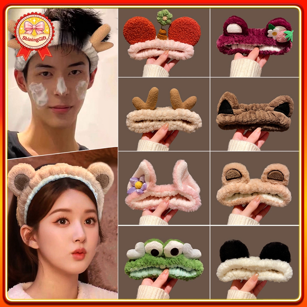 ผ้าคาดผมตุ๊กตา หูสัตว์น่ารัก ตัวละครการ์ตูน ผ้าขนฟู มงคลา ใส่ทำความสะอาดหน้า ดูหนัง ปาร์ตี้