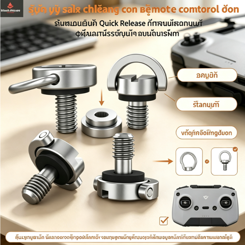 สกรูยึดสายคล้องคอ รีโมทคอนโทรล โดรน แบบปลดไว (Quick Release) สกรูสแตนเลส อุปกรณ์เสริมสำหรับควบคุมระยะไกล (เก็บเงินปลายทาง)