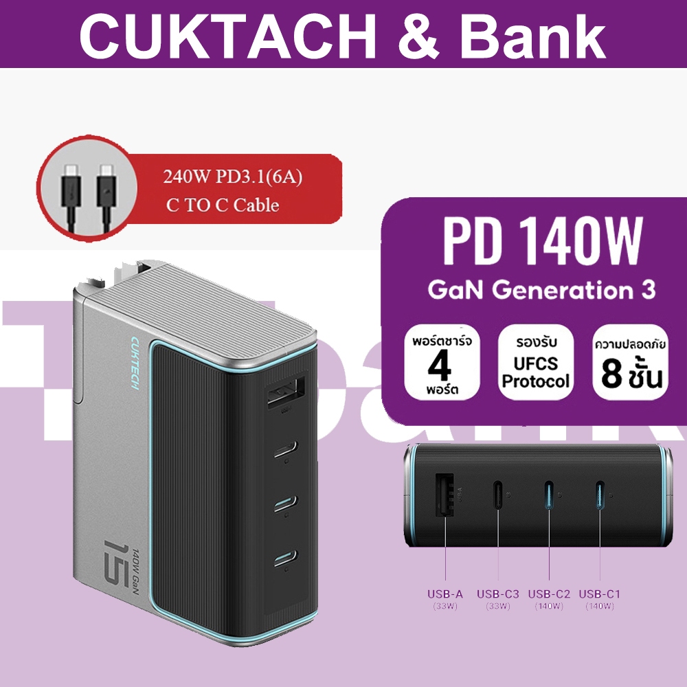 CUKTACH 140W Fast Charger NO.15 GaN 140W Super Energy Fast Charger