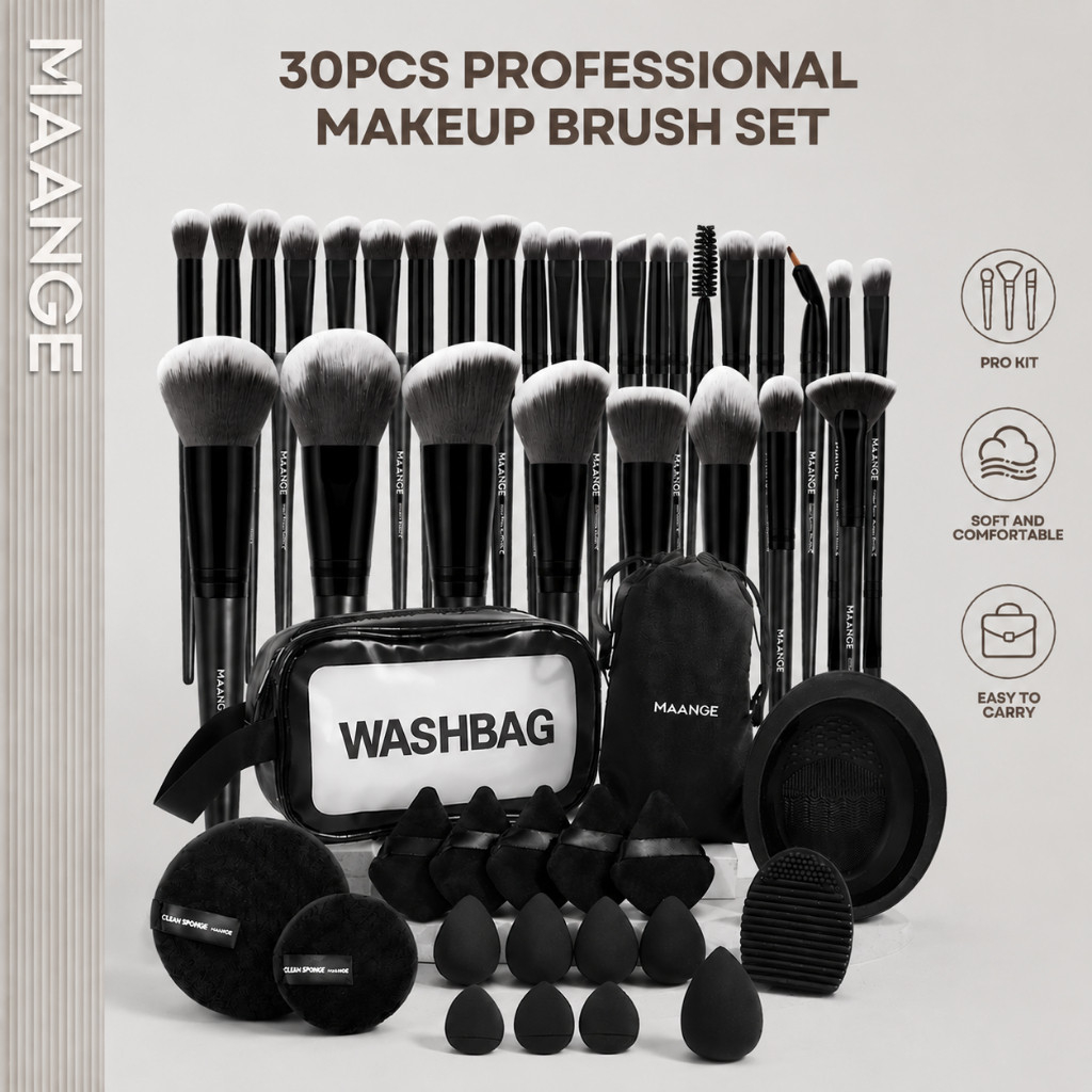 MAANGE Pro 30 ชิ้นชุดแปรงแต่งหน้า - ขนแปรงนุ่มไม่หลุดเป็นพิเศษ All-in-One สําหรับรองพื้นอายแชโดว์บลัชออน 51638